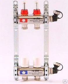 Фото Коллекторная группа Uni-Fitt 2 вых. с расходомерами и термостат. вентилями