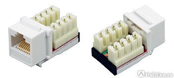 Фото Модуль-вставка типа Кейстоун RJ45, Кат.5e, 110, T568A/B