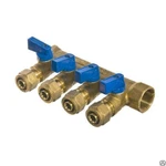 фото Коллектор Smart 3/4" внутр(г) х 4 отвода 16 обж(ц) х 3/4" нар(ш) с шаровыми