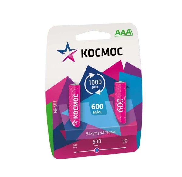 Фото Аккумулятор R03 Ni-MH 600мА.ч (блист.2шт) Космос KOCR03NIMH(600MAH)