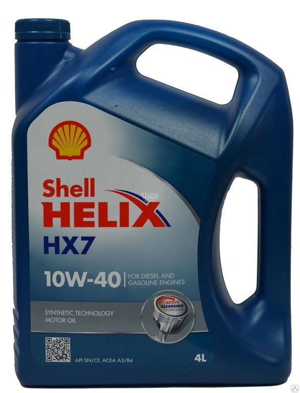 Фото Масло моторное "Shell" cиний (4 л) 10W-40 SM/CF полусинтетическое HX7