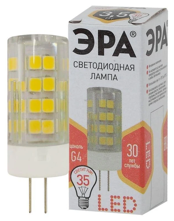 Фото Лампа светодиодная JC-3.5w-220V-corn ceramics-827-G4 280лм ЭРА Б0027855