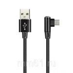 фото Кабель Smartbuy USB - micro USB, TPE оплётка Flow 3D L-TYPE угловой, черный 2 А, 1 м (ik-12FLL black)