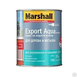 Фото Водная эмаль для дерева и металла Marshall Export Aqua белая полумат. (0,8л