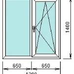 фото Окно двухстворчатое Экспроф 3k S358 Rotont 1300х1400 мм (белое)