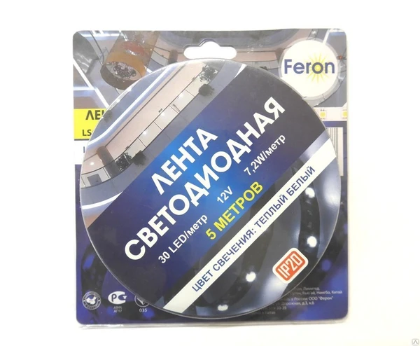 Фото Дюралайт 30/м,5м,7.2w/m,12в.бел/осн.бел.Feron