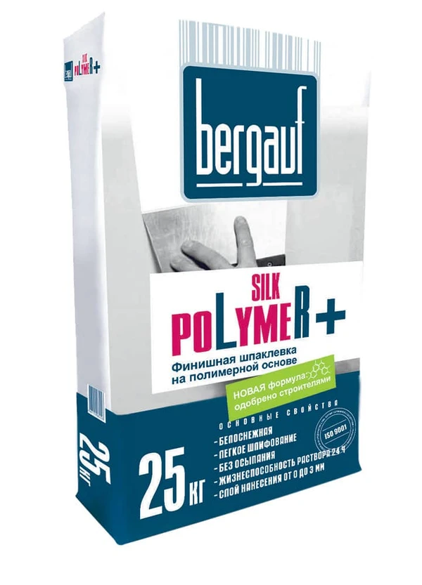 Фото Шпаклевка полимерная белая Silk Polymer 25кг Bergauf