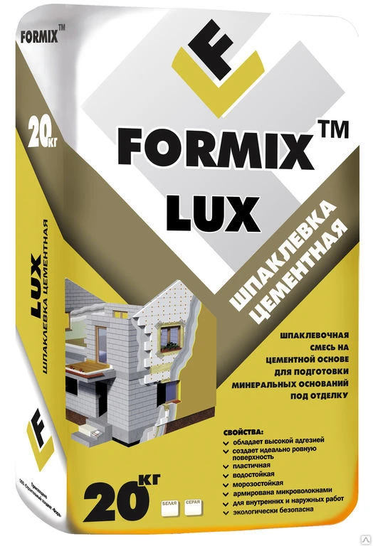 Фото Шпатлевка цементная FORMIX LUX БЕЛАЯ 20кг