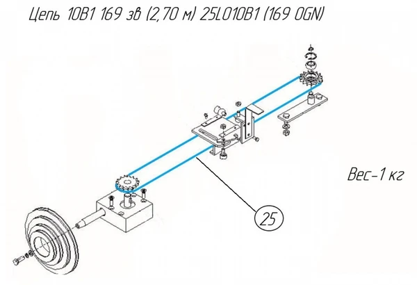 Фото Цепь 10B1 169 зв (2,70 м) 25LO10B1 (169 OGN) (взамен каталожной позиции Цепь ½" 173 звена PN/M – 84168 )