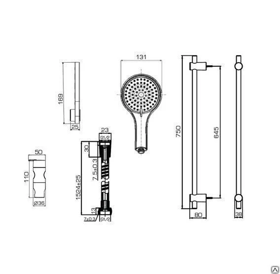 Фото Душевой гарнитур Bravat Flow D153CP-1