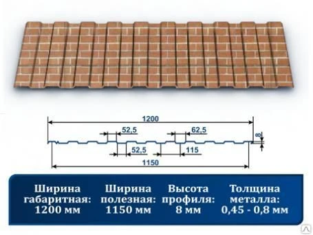 Фото Профнастил С-8 красный кирпич