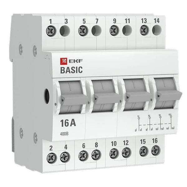 Фото Переключатель трехпозиционный 4п 63А Basic EKF tps-4-63