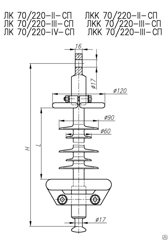 Фото Изолятор полимерный подвесной ЛК 70/220-IV