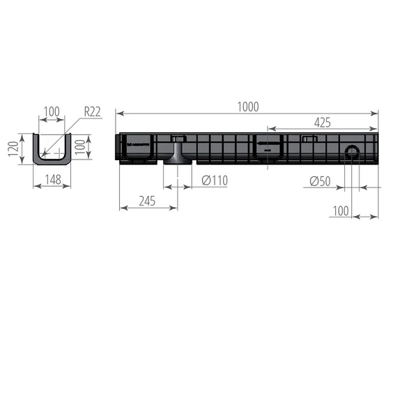 Фото Лоток ЛВП Norma DN100 H120