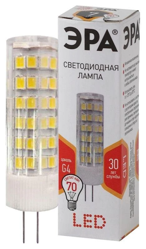 Фото Лампа светодиодная JC-7w-220V-corn ceramics-827-G4 560лм ЭРА Б0027859