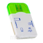 фото Картридер Perfeo SD/MMC+Micro SD+MS+M2, (PF-VI-R010 Green) зеленый