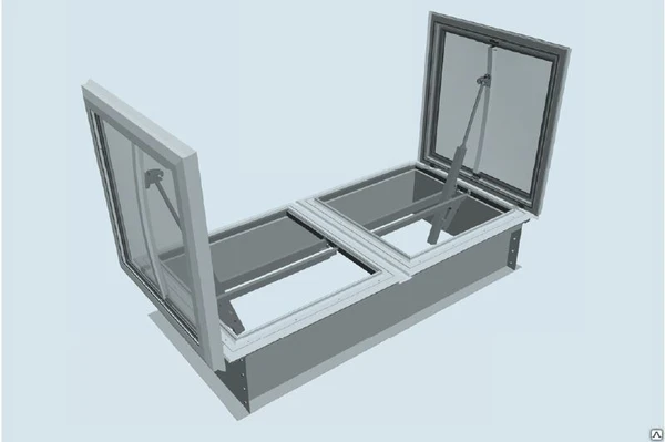 Фото Люк дымоудаления двухстворчатый с электрическим приводом установочный