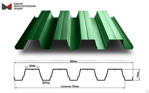 Фото Профнастил Н-75 мм ЛКП цинк