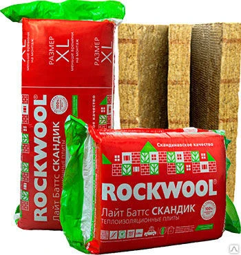 Фото Утеплитель базальтовый ROCKWOOL Лайт Батс Скандик 800х600х50, упак. 12 плит