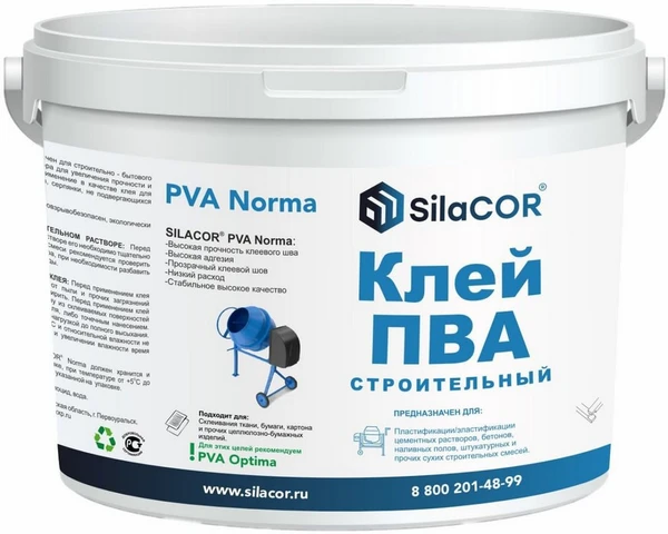 Фото Клей ПВА строительный SilaCor Norma, 10кг