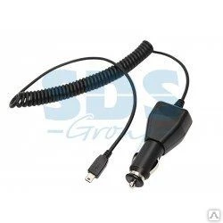 Фото Автозарядка с индикатором mini USB (АЗУ) (5V, 2 000mA) шнур спираль до 2М R