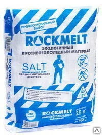 Фото Противогололедный реагент Rockmelt (Рокмелт) Salt мешок 20 кг.