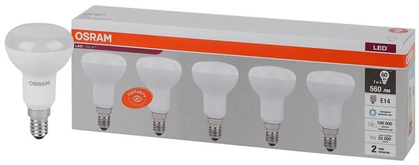 Фото Лампа светодиодная LED Value LVR60 7SW/865 230В E14 2х5 (уп.5шт) OSRAM 4058075583993