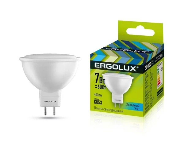 Фото Лампа светодиодная LED-JCDR-7W-GU5.3-4500K JCDR 172-265В Ergolux 12159