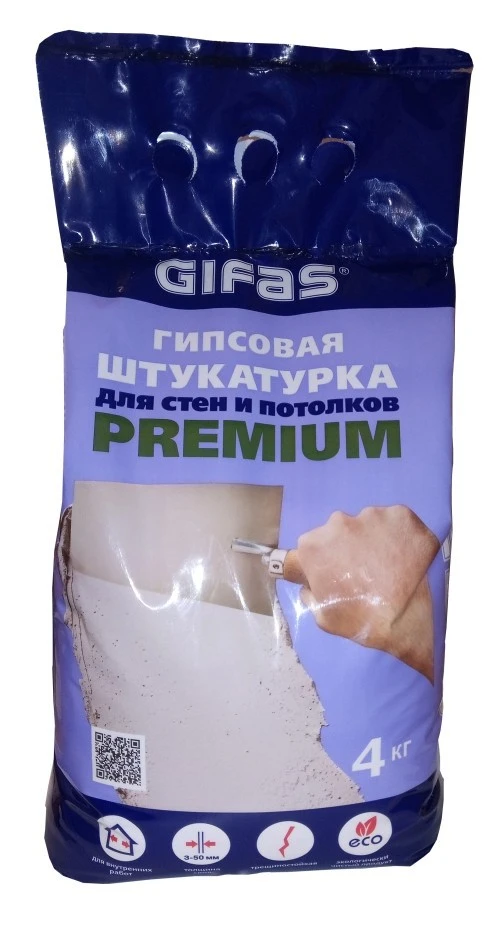 Фото Штукатурка гипсовая Premium, 4 кг Gifas