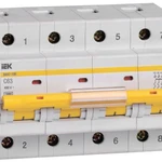 фото Выключатель автоматический модульный 4п C 63А 10кА ВА47-100 IEK MVA40-4-063-C