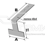 фото Костыль Г-образный 100х250/полоса 4х40