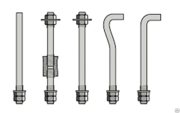 Фото Болт фундаментный тип 1,2 изогнутый